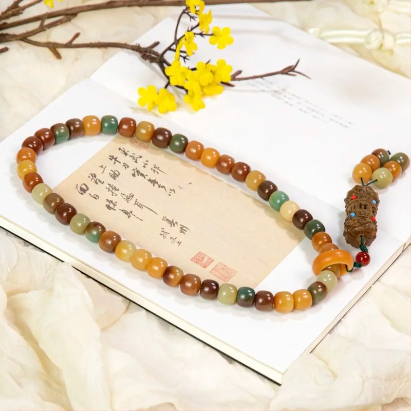 108 helmed Bodhi seemnetest mala, etniline stiil, käsitöö ja poleerimine, kingitus ärile, talv 2024