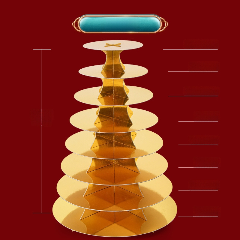 Daugiapakopis parodymojo stovas senjorų gimtadienio šventei su Jiaodong rankų darbo garuose virtais bandelėmis ir tradiciniais pyragais, modernus minimalistinis stilius, Unique, 2023