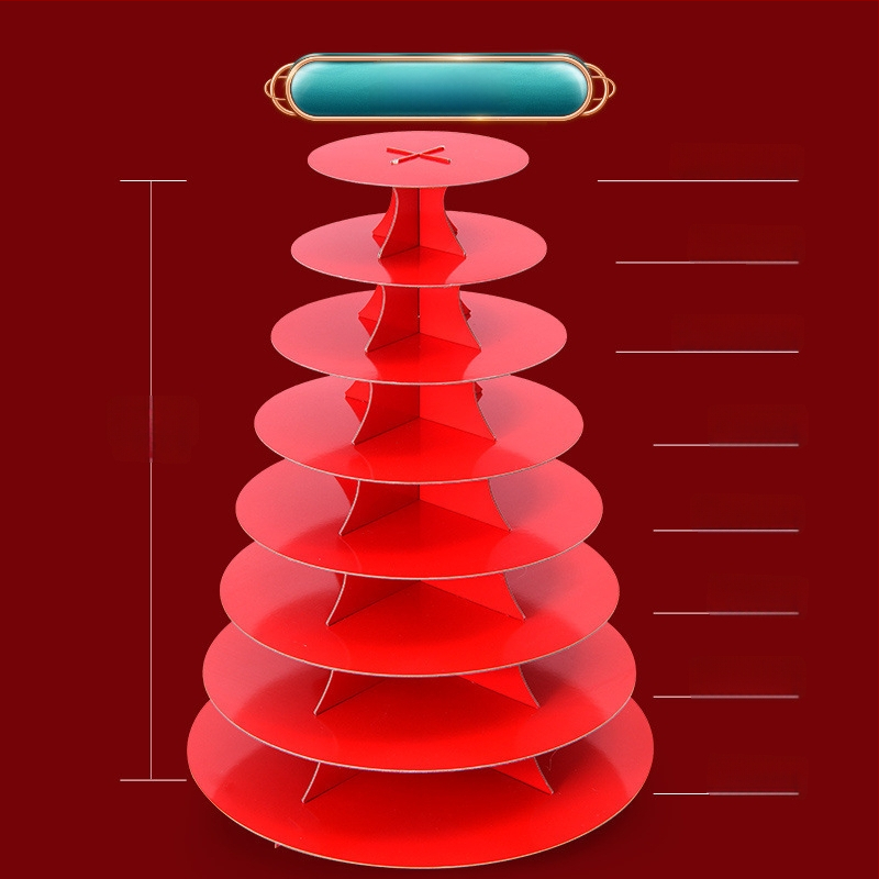 Daugiapakopis parodymojo stovas senjorų gimtadienio šventei su Jiaodong rankų darbo garuose virtais bandelėmis ir tradiciniais pyragais, modernus minimalistinis stilius, Unique, 2023