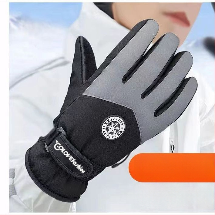 Unisex žiemos slidinėjimo pirštinės su vandeniui atsparumu, anti-slip ir dilimo atsparumu, išorė: medvilnė, Ice Silk vidus, velvet pamušalas, Flip-cover stilius