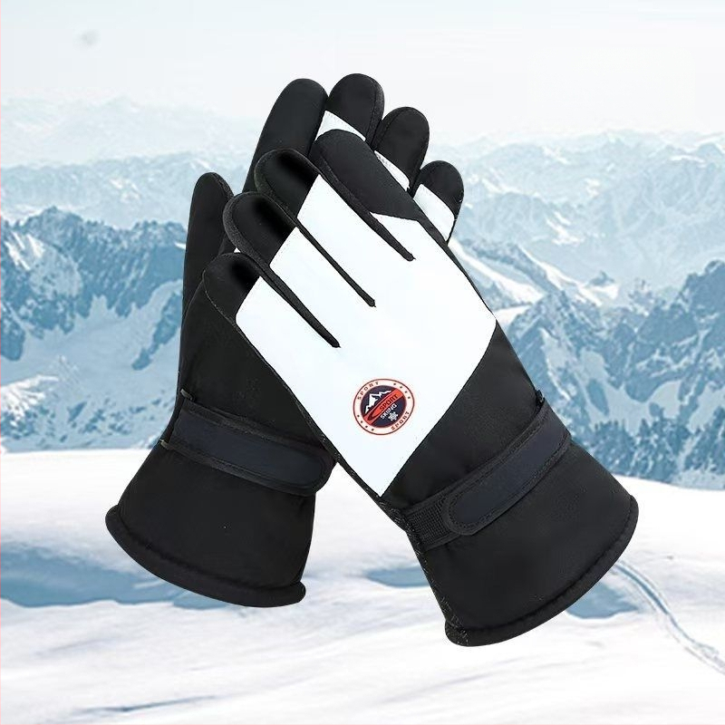 Unisex žiemos slidinėjimo pirštinės su vandeniui atsparumu, anti-slip ir dilimo atsparumu, išorė: medvilnė, Ice Silk vidus, velvet pamušalas, Flip-cover stilius