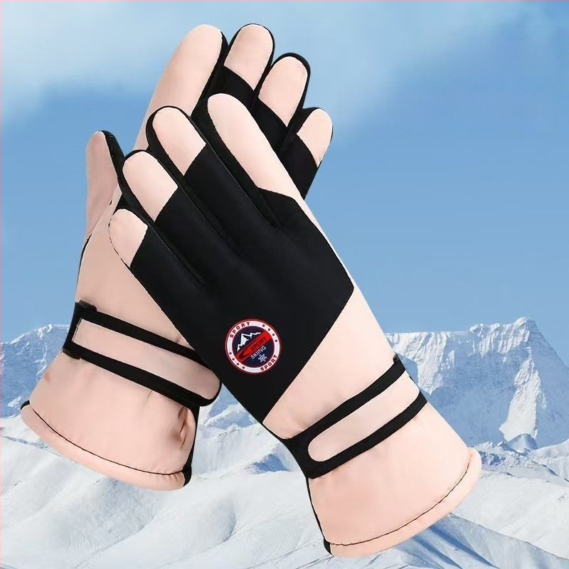 Unisex žiemos slidinėjimo pirštinės su vandeniui atsparumu, anti-slip ir dilimo atsparumu, išorė: medvilnė, Ice Silk vidus, velvet pamušalas, Flip-cover stilius