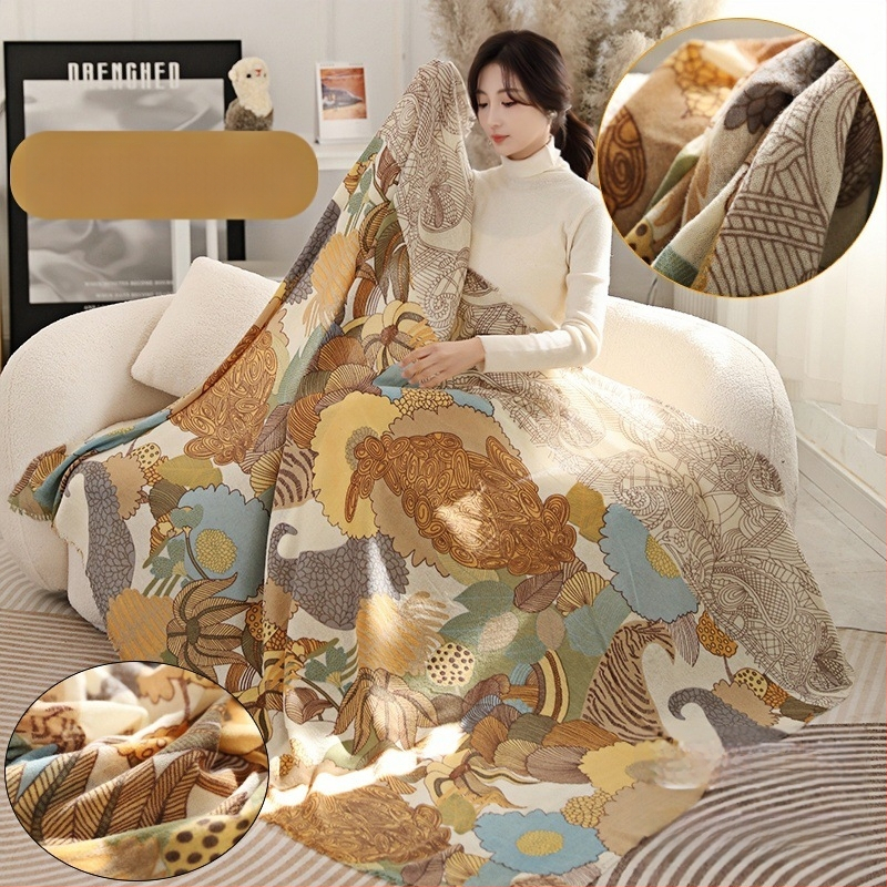 Φουλάρι από μαλλί αρνιού με εκτύπωση, εθνοτικό στυλ, διπλής χρήσης (φουλάρι-σάλι), χοντρό για όλες τις εποχές