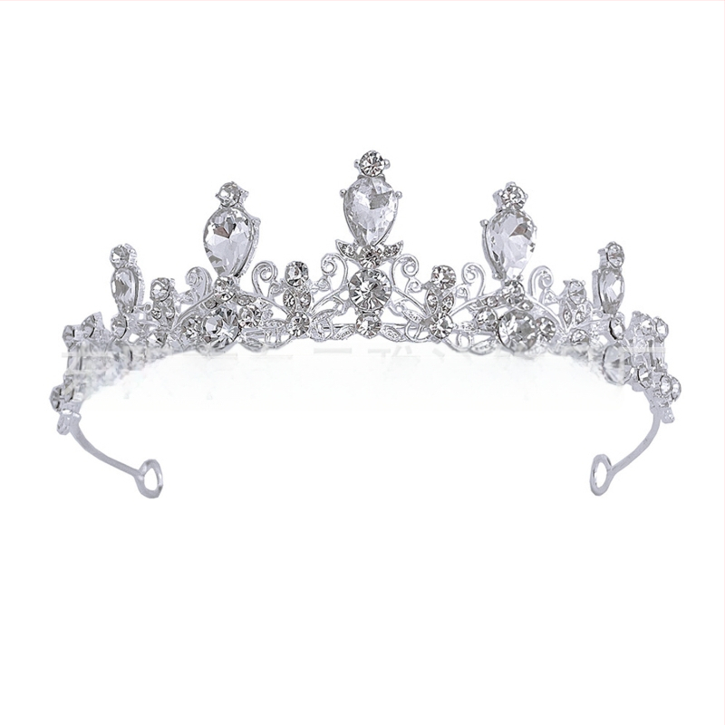 Vjenčana tiara za glavu s bijelim cirkon kristalima, osnovna legura, elektroplakirani završetak