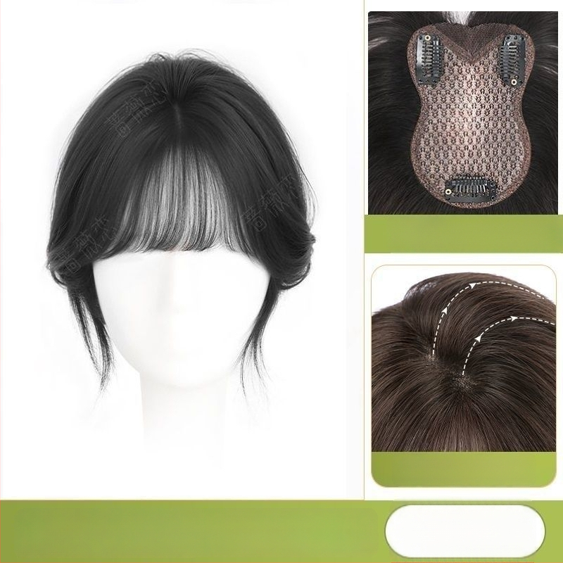 Viengabės plaukų toppers moterims viršugalvyje, apimtis, pūkuotas realistiškas vaizdas, be siūlių konstrukcija; aukštos temperatūros pluoštai; pusiau rankų darbo; kirpimas: tiesūs arba pakrypę; tinka visoms veido formoms