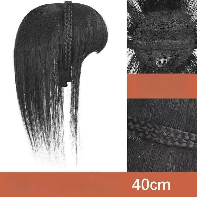 Integruota galvos juosta su kirpčiukais parūka, prideda tūrio ir užmaskuoja plaukų šaknis, aukštos temperatūros viela, mechanizmas, Qi kirpčiukai, Henano kilmė