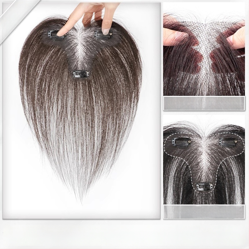 Perukės gabalas moterims, rankų austas, atsparūs karščiui pluoštai, be siūlių, tūris viršugalvyje