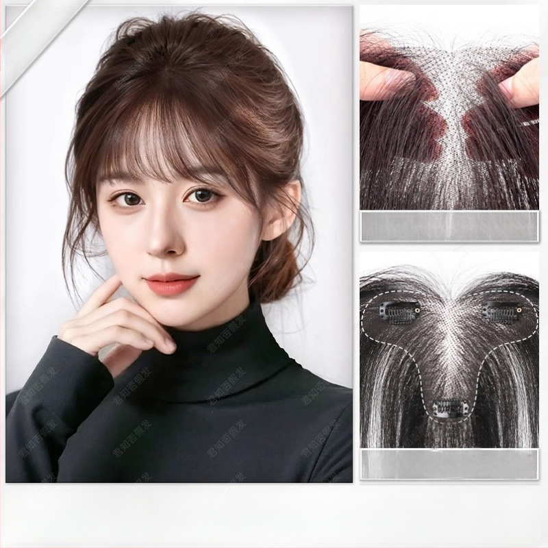 Perukės gabalas moterims, rankų austas, atsparūs karščiui pluoštai, be siūlių, tūris viršugalvyje