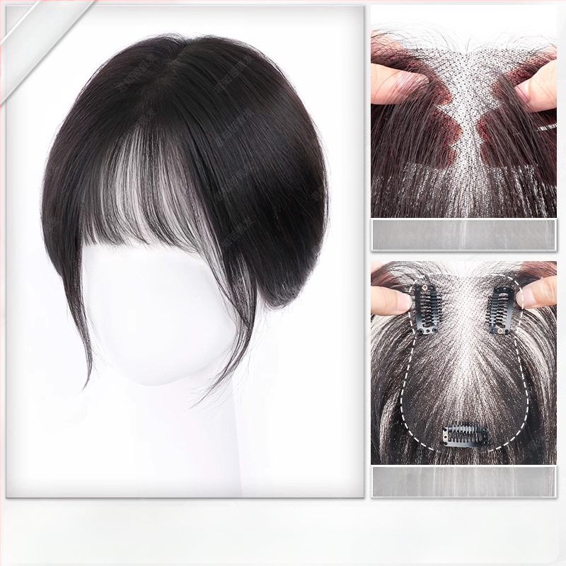 Perukės gabalas moterims, rankų austas, atsparūs karščiui pluoštai, be siūlių, tūris viršugalvyje