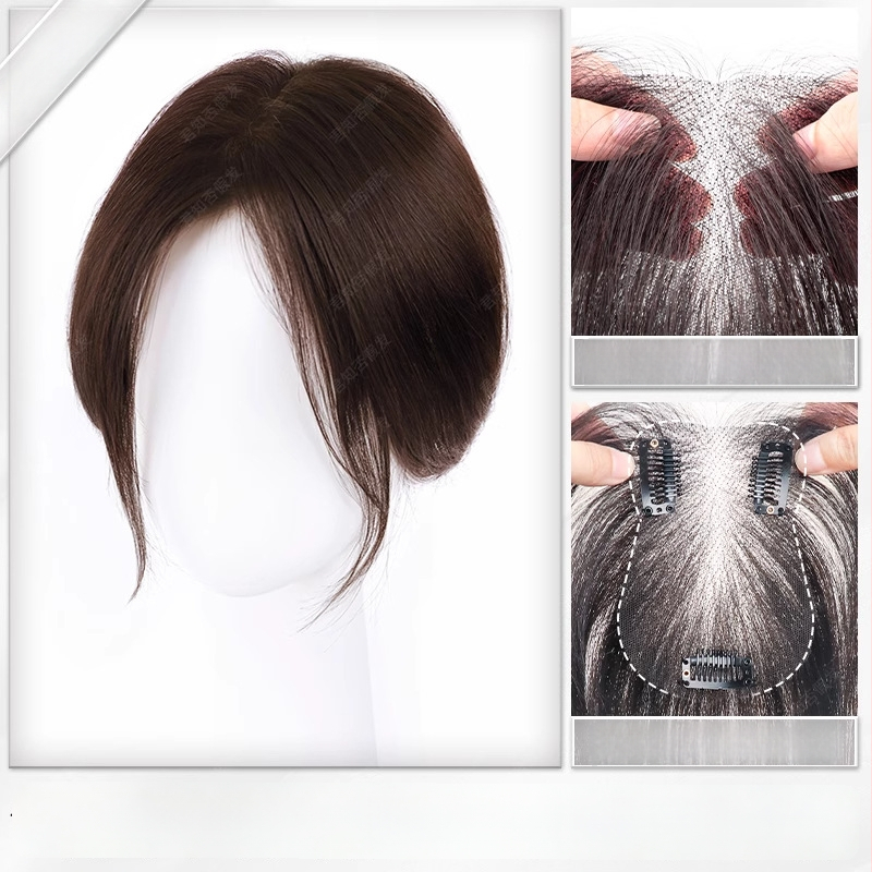 Perukės gabalas moterims, rankų austas, atsparūs karščiui pluoštai, be siūlių, tūris viršugalvyje