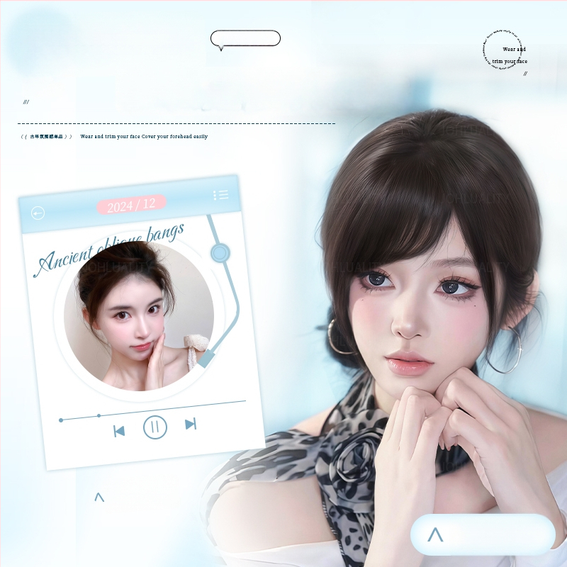 Tõelistest juustest parukas kaldedate bangidega ja külgmistest juukseid naistele