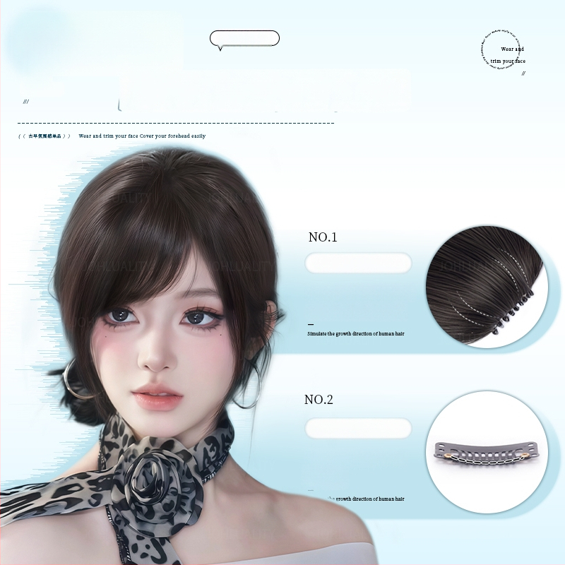 Tõelistest juustest parukas kaldedate bangidega ja külgmistest juukseid naistele