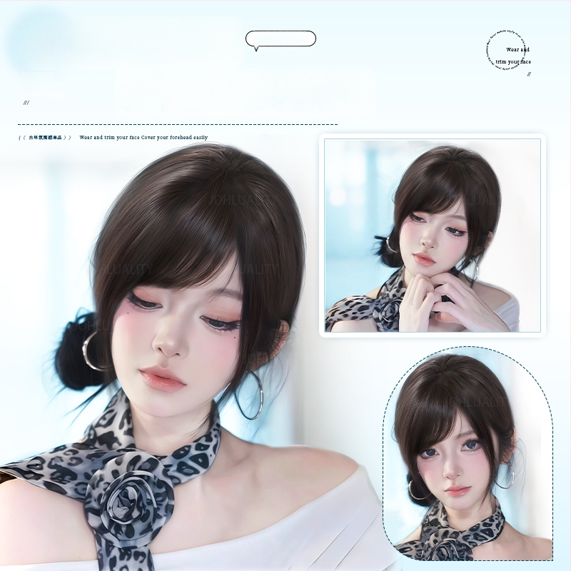 Tõelistest juustest parukas kaldedate bangidega ja külgmistest juukseid naistele