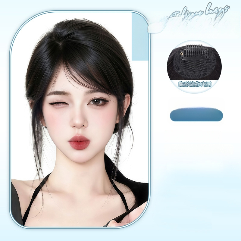 Tõelistest juustest parukas kaldedate bangidega ja külgmistest juukseid naistele