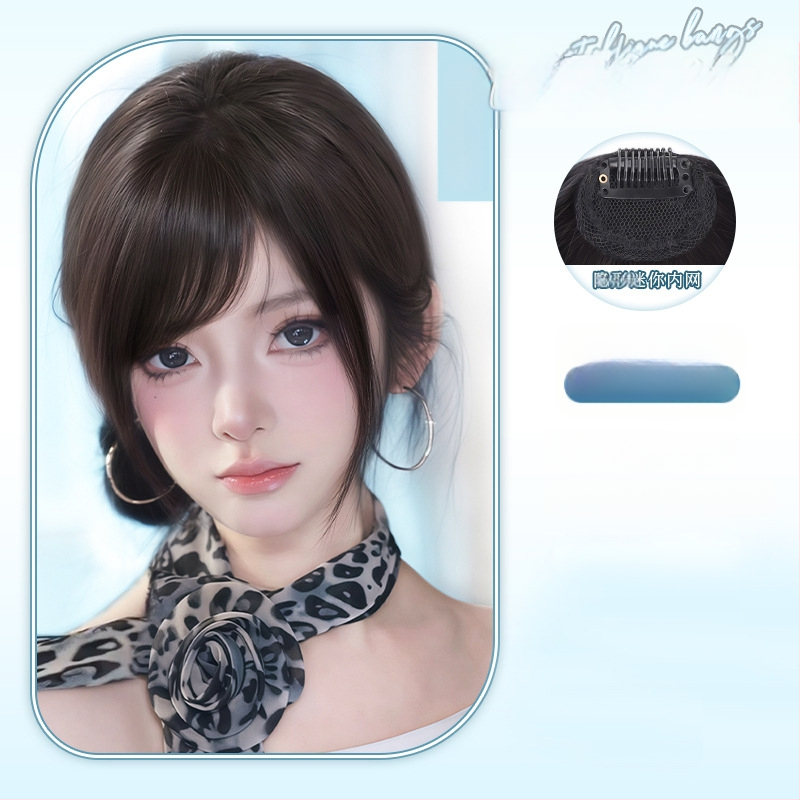 Tõelistest juustest parukas kaldedate bangidega ja külgmistest juukseid naistele