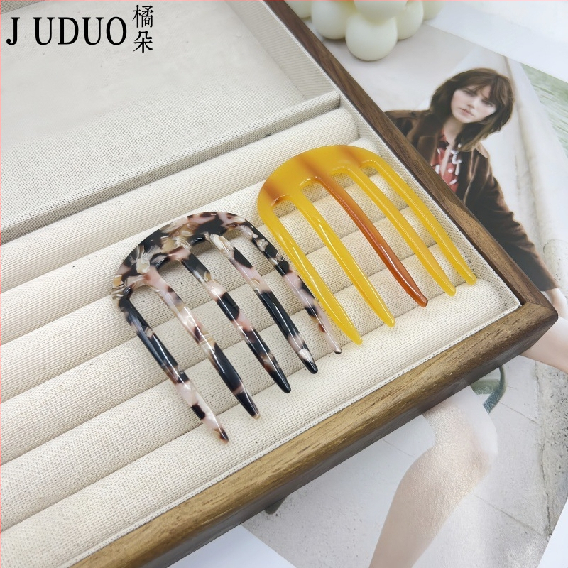 Ženski dodatak za kosu, prirodni stil, acetatni materijal, gravirani završetak, prilagodljiv, brend Juduo Orange Blossom