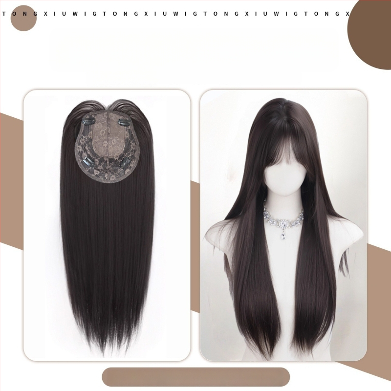 Parukė moterims, modelis B11 ilgai tiesus, aukštos temperatūros pluoštas, mechaninė konstrukcija