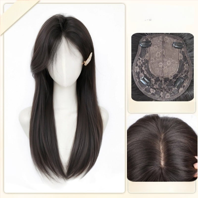 Parukė moterims, modelis B11 ilgai tiesus, aukštos temperatūros pluoštas, mechaninė konstrukcija