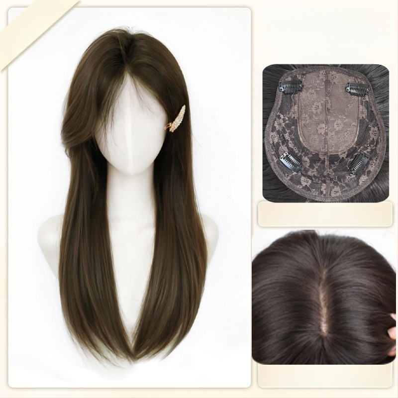 Parukė moterims, modelis B11 ilgai tiesus, aukštos temperatūros pluoštas, mechaninė konstrukcija