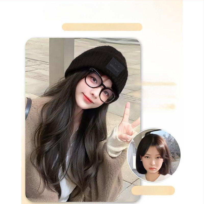 Ženska kapa-paruka all-in-one za jesen-zimu, dugi kovrčavi vlas s proteinskim svilenim materijalom, potpuna peruka, nije za bojanje.