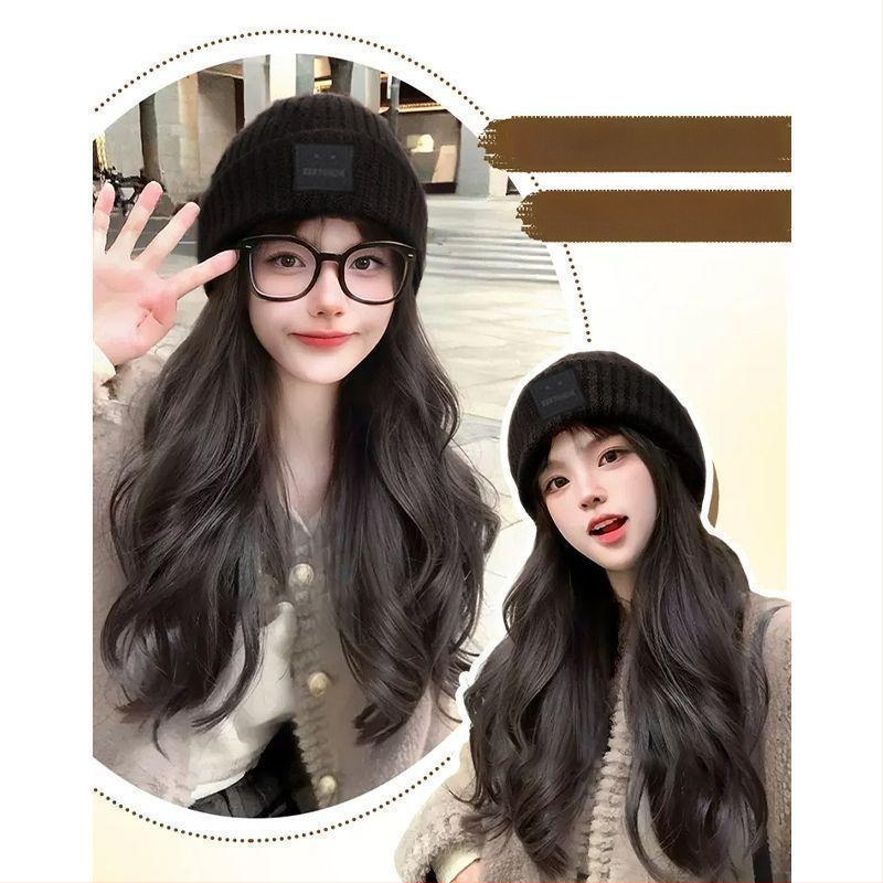 Ženska kapa-paruka all-in-one za jesen-zimu, dugi kovrčavi vlas s proteinskim svilenim materijalom, potpuna peruka, nije za bojanje.