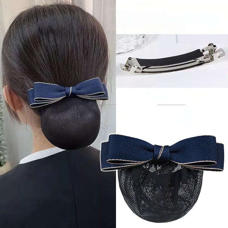 Mrežica za kosu s mašnicom i cvijetom na glavi, ručno izrađena, tkanina, korejski stil, za žene, Ns brend