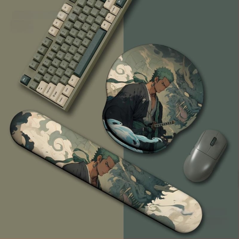 One Piece padă pentru mouse cu suport pentru încheietură din silicon — design 3D, covoraș de birou, o față