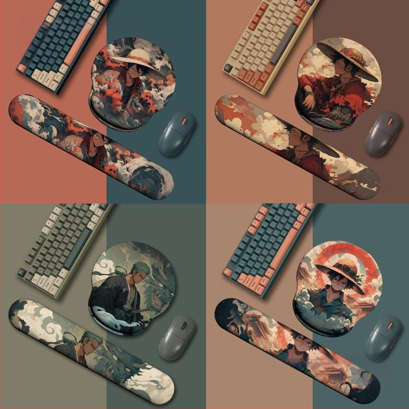 One Piece padă pentru mouse cu suport pentru încheietură din silicon — design 3D, covoraș de birou, o față