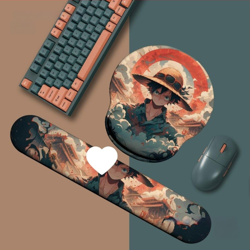 One Piece padă pentru mouse cu suport pentru încheietură din silicon — design 3D, covoraș de birou, o față