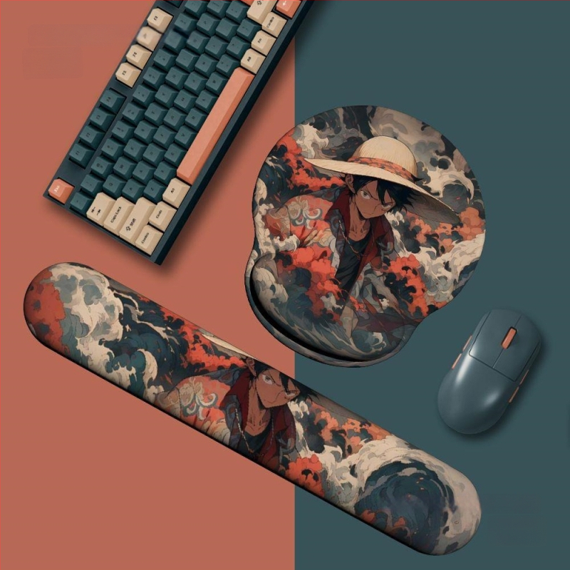 One Piece padă pentru mouse cu suport pentru încheietură din silicon — design 3D, covoraș de birou, o față