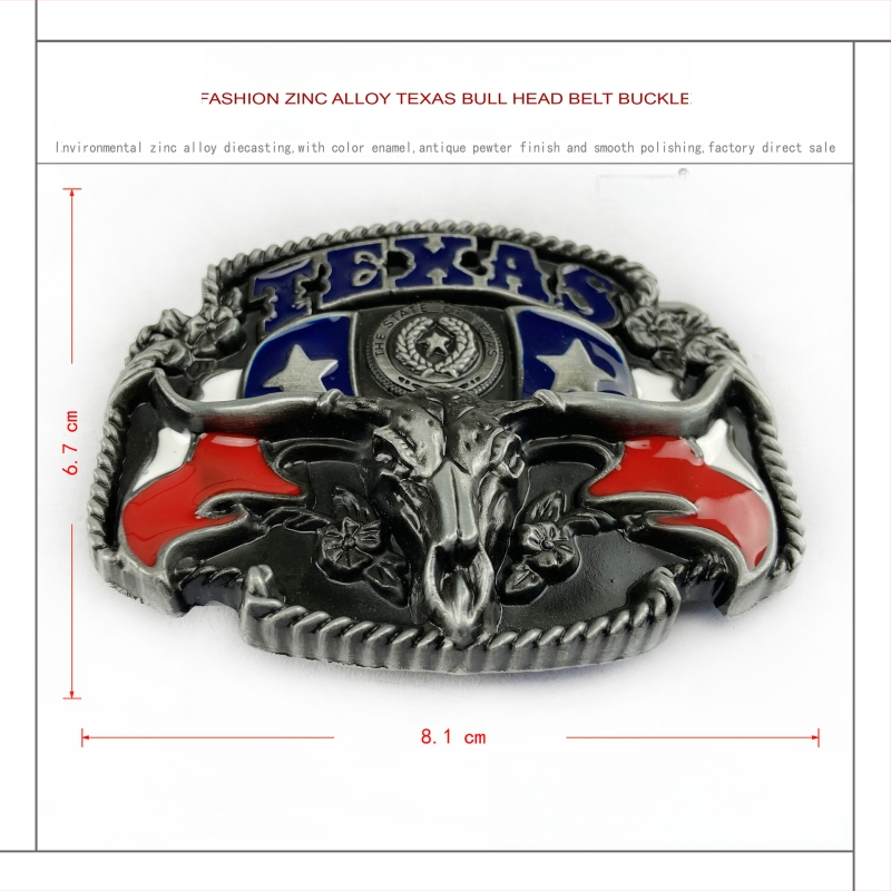 Jostas sprādze Texas Bullhead, cinka sakausējums, modelis 02602, retro ikdienas stils, antīna tin pārklājums, vasaras 2021 izlaišana