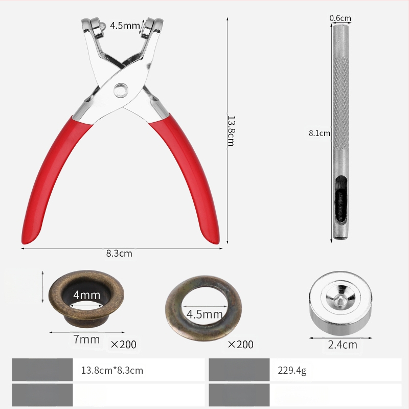Eyelet uzstādīšanas komplekts – Ym zīmola komplekts somām un apģērbam, 100/200 komplekti