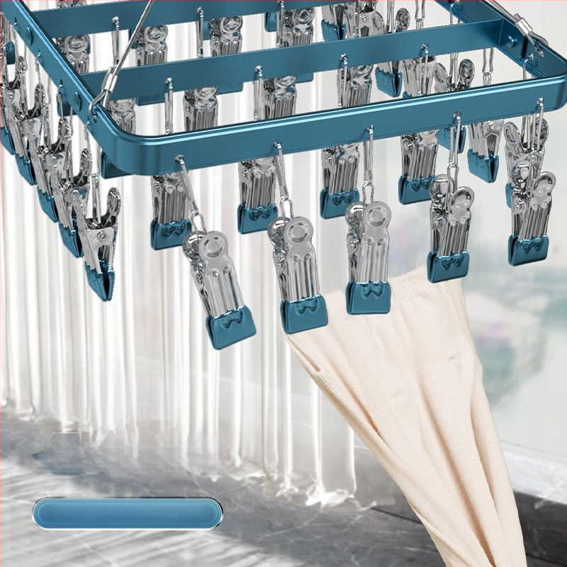 Džiovinimo klipsai – Aliuminio lydinio kojinių klipsai su nerūdijančio plieno komponentais, 50 vnt., skirtas apatiniam drabužiui, kojinėms, šalikams ir kaklaraiščiams, prekinis ženklas Heron