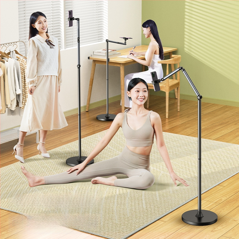 Tiešraides statīvs mobilajiem tālruņiem un planšetēm – alumīnijs, universāls, grīdas statīvs vertikālai uzņemšanai