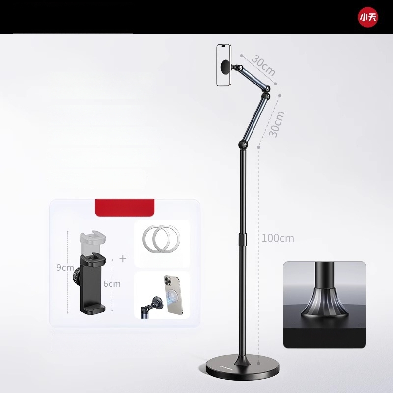 Tiešraides statīvs mobilajiem tālruņiem un planšetēm – alumīnijs, universāls, grīdas statīvs vertikālai uzņemšanai