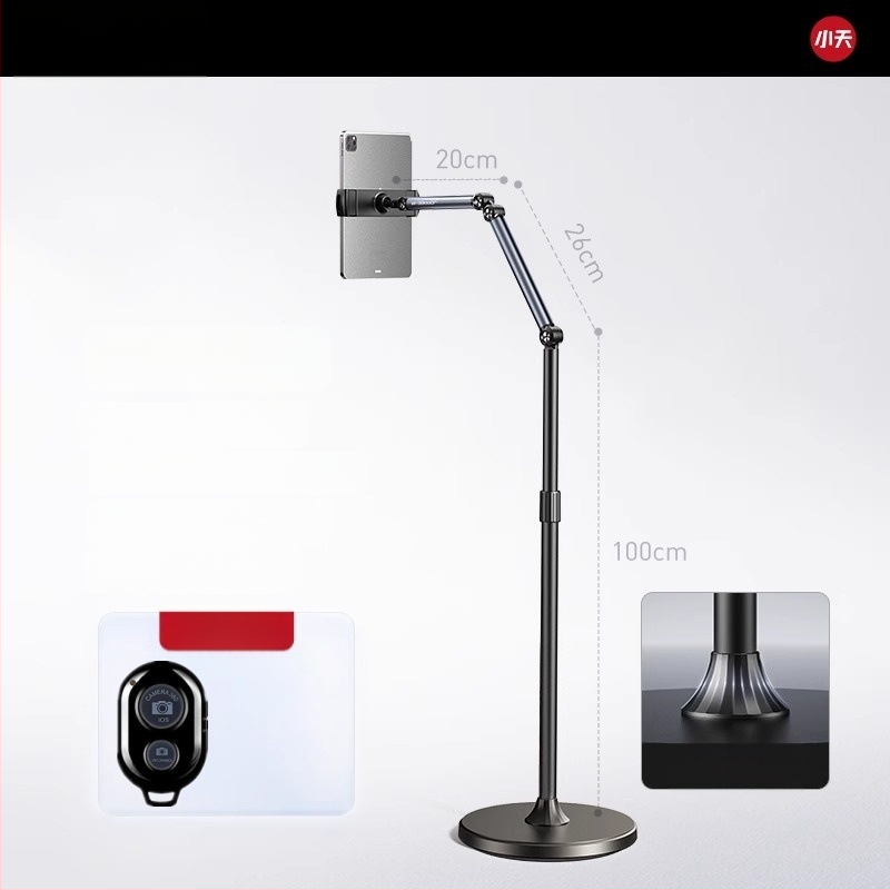 Tiešraides statīvs mobilajiem tālruņiem un planšetēm – alumīnijs, universāls, grīdas statīvs vertikālai uzņemšanai