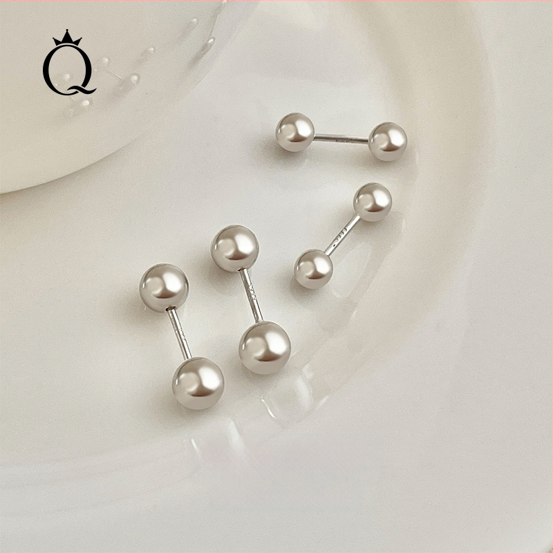 JOLLY S999 Sterling Silver – topeltpeaga kõrvarõngad kruviga lukustusega kõrvu jaoks, sobib magamiseks, poleeritud viimistlus