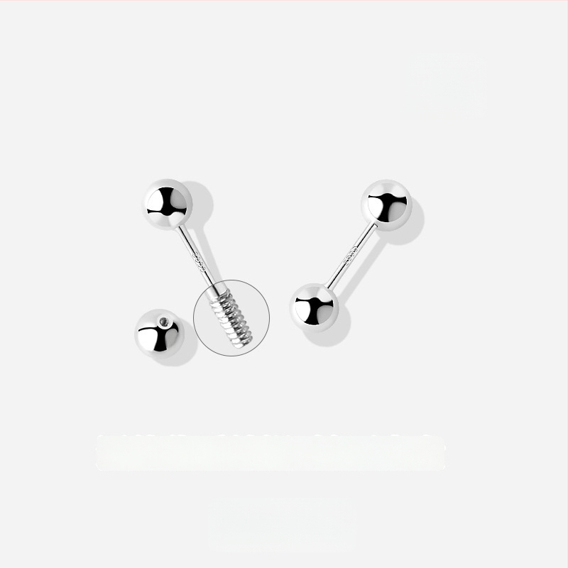 JOLLY S999 Sterling Silver – topeltpeaga kõrvarõngad kruviga lukustusega kõrvu jaoks, sobib magamiseks, poleeritud viimistlus