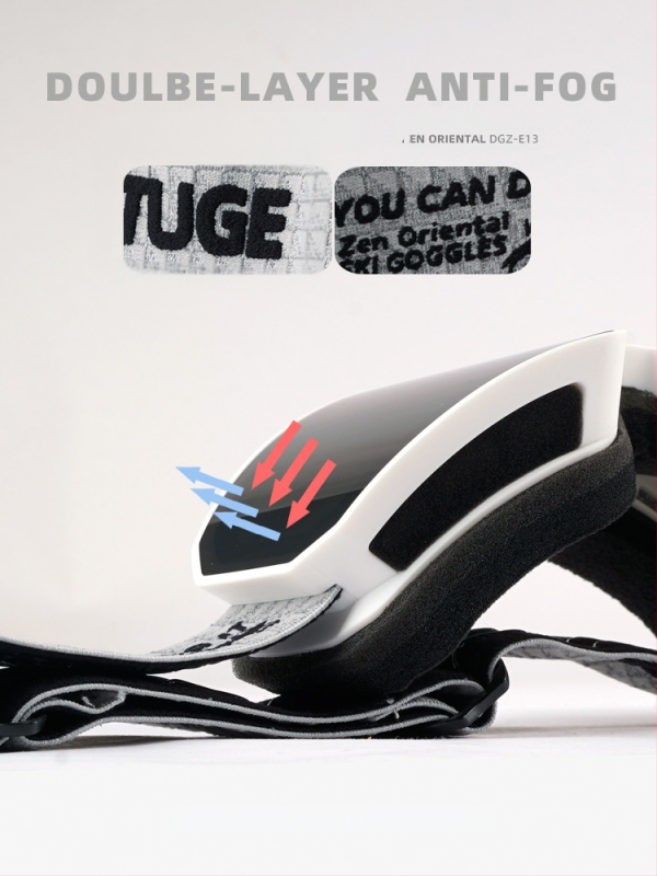 Pieaugušo cilindriskās slēpošanas brilles, pret miglošanos, ūdensdrošas un pret vēju, TPU rāmis / PC lēcas, dubultā slāņa