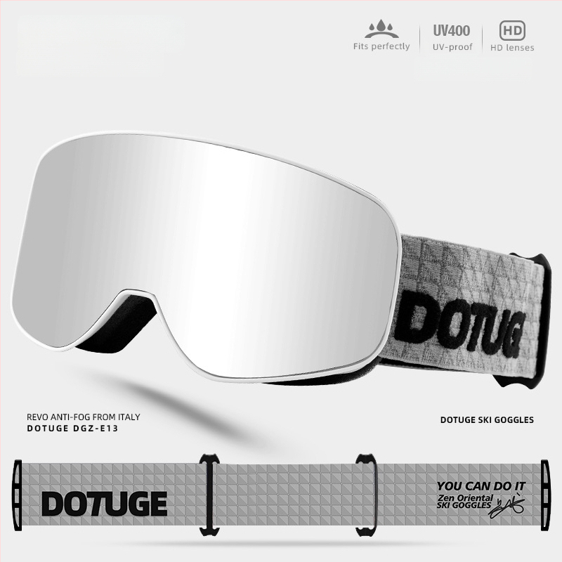 Pieaugušo cilindriskās slēpošanas brilles, pret miglošanos, ūdensdrošas un pret vēju, TPU rāmis / PC lēcas, dubultā slāņa