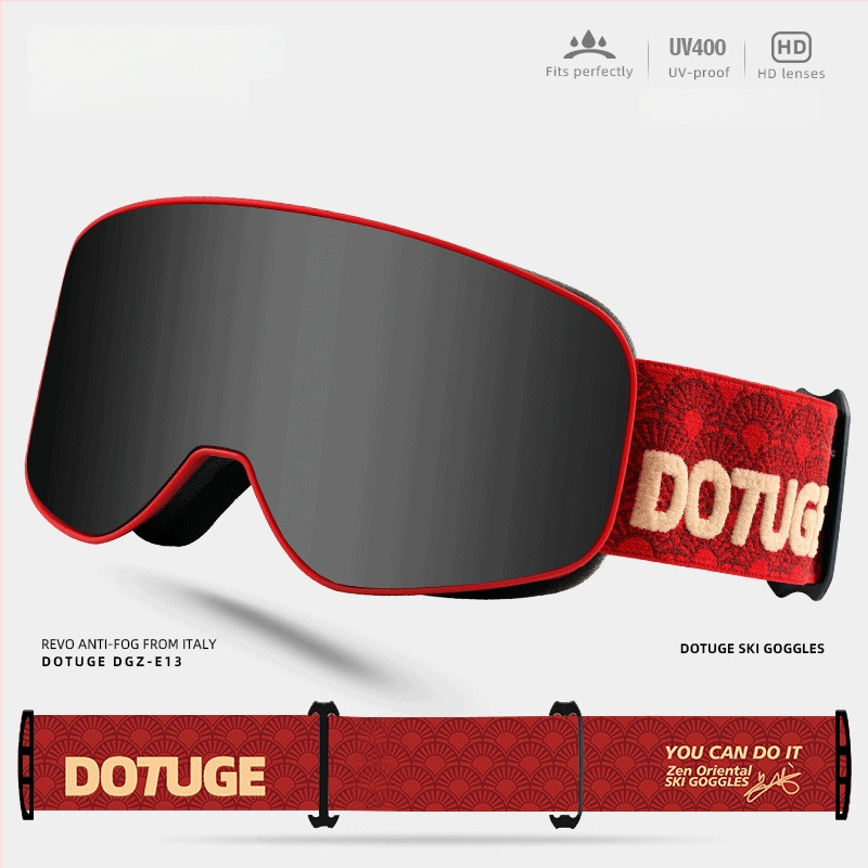 Pieaugušo cilindriskās slēpošanas brilles, pret miglošanos, ūdensdrošas un pret vēju, TPU rāmis / PC lēcas, dubultā slāņa