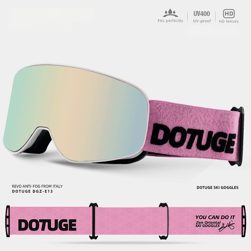 Pieaugušo cilindriskās slēpošanas brilles, pret miglošanos, ūdensdrošas un pret vēju, TPU rāmis / PC lēcas, dubultā slāņa