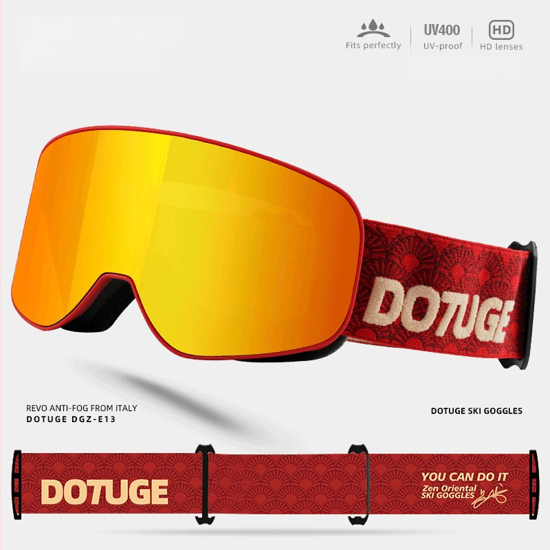 Pieaugušo cilindriskās slēpošanas brilles, pret miglošanos, ūdensdrošas un pret vēju, TPU rāmis / PC lēcas, dubultā slāņa