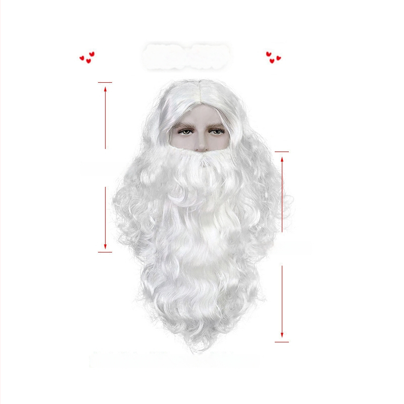 Αξεσουάρ κοστουμιού Άγιου Βασίλη: σετ γενειάδας και περούκας, κουδουνάκι χειρός, τσάντα μήλου για δώρα, τσάντα γλυκισμάτων