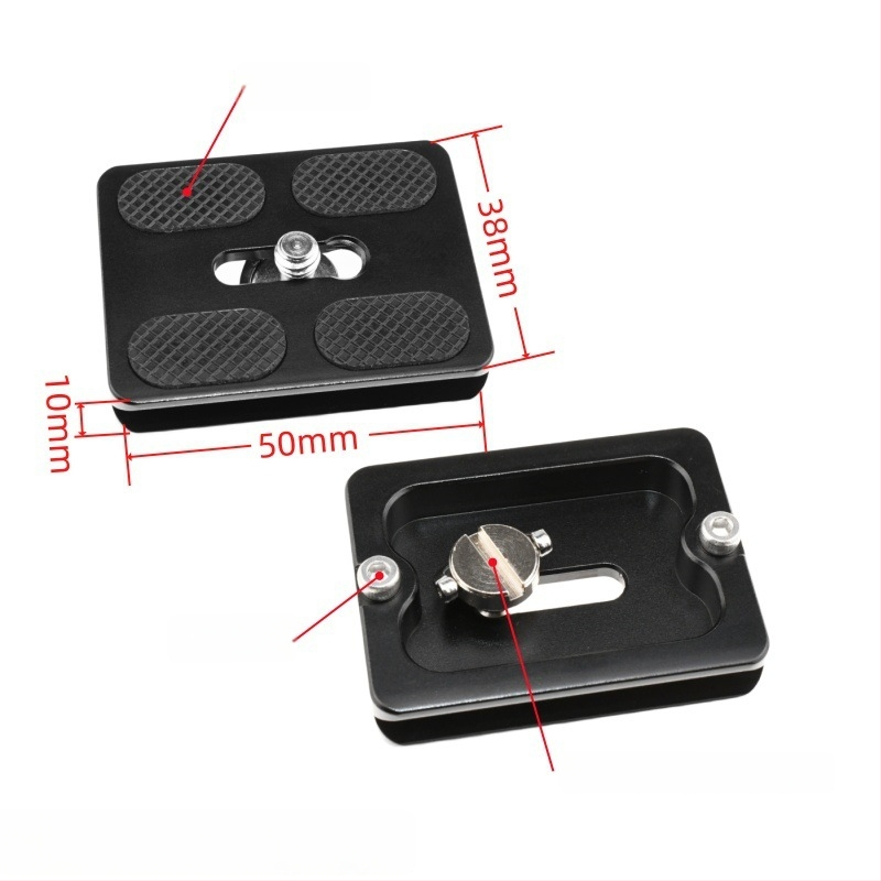 ātrās atbrīvošanas plāksne statīva galvai un kameras pamatnei, alumīnija sakausējums, slodze 6-10 kg, svars 0,08 kg