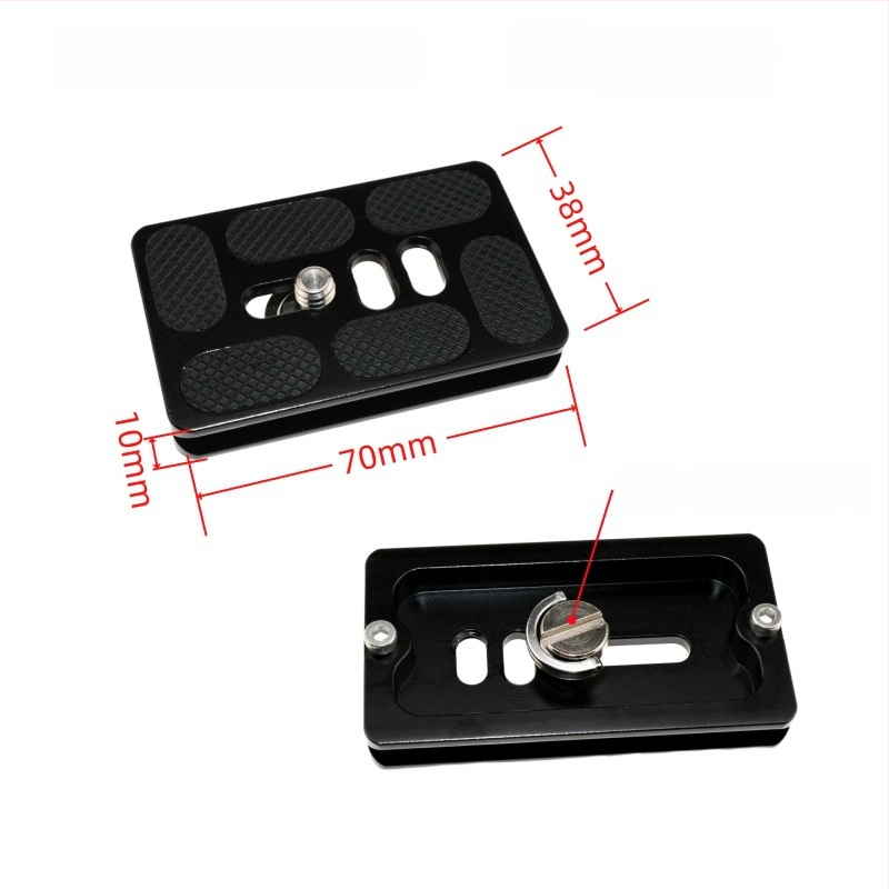 ātrās atbrīvošanas plāksne statīva galvai un kameras pamatnei, alumīnija sakausējums, slodze 6-10 kg, svars 0,08 kg