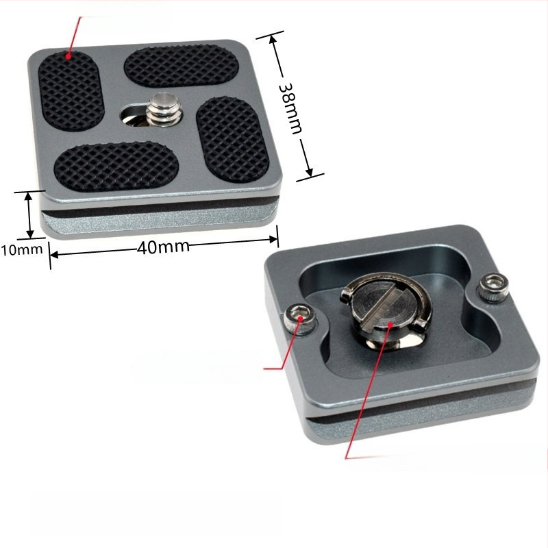 ātrās atbrīvošanas plāksne statīva galvai un kameras pamatnei, alumīnija sakausējums, slodze 6-10 kg, svars 0,08 kg