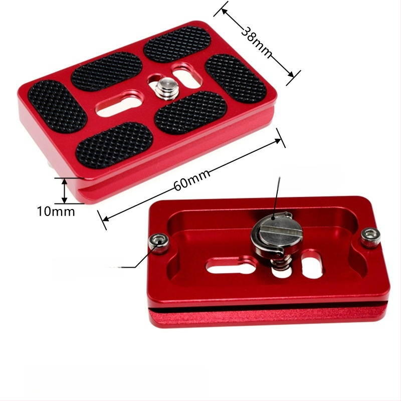 ātrās atbrīvošanas plāksne statīva galvai un kameras pamatnei, alumīnija sakausējums, slodze 6-10 kg, svars 0,08 kg