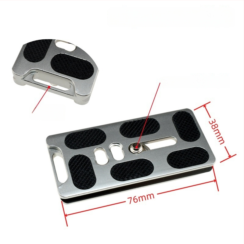 ātrās atbrīvošanas plāksne statīva galvai un kameras pamatnei, alumīnija sakausējums, slodze 6-10 kg, svars 0,08 kg