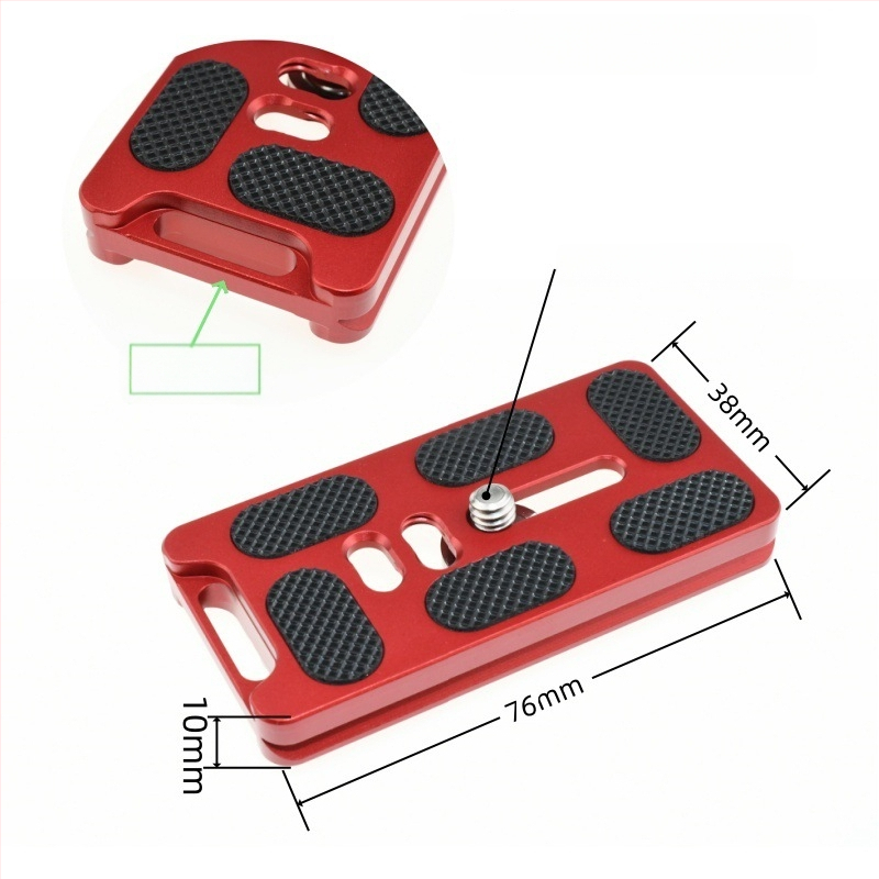 ātrās atbrīvošanas plāksne statīva galvai un kameras pamatnei, alumīnija sakausējums, slodze 6-10 kg, svars 0,08 kg